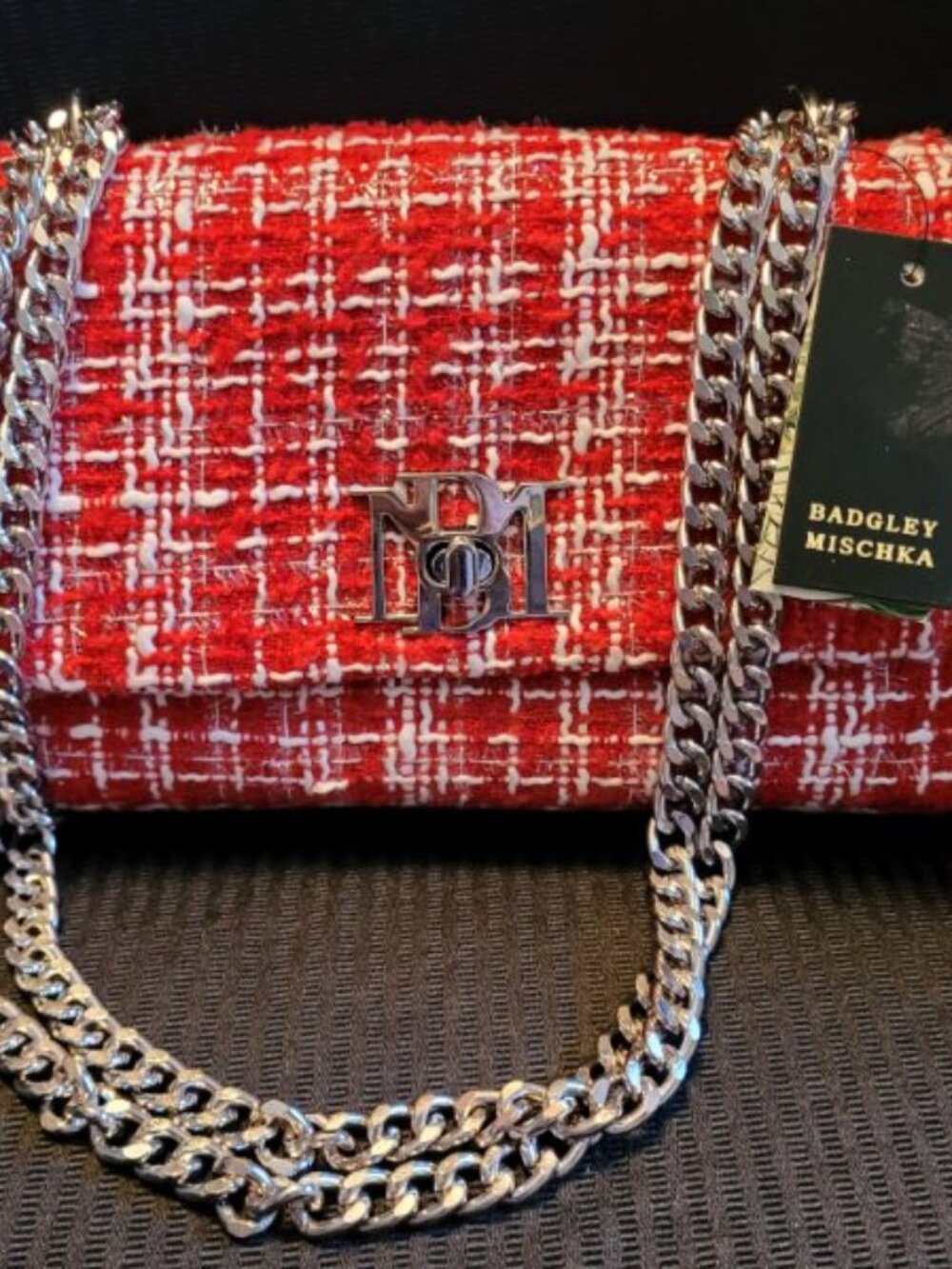 New MSRP $149 Badgley Mischka Tweed Shoulder Bag